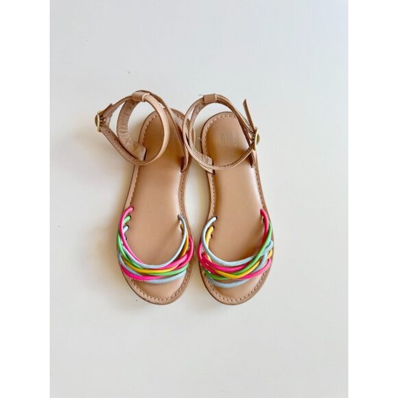 Girls' GAP Tan Faux Leather Rainbow Strappy Ankle Strap Sandals, Size 28/11 - Picture 2 of 11